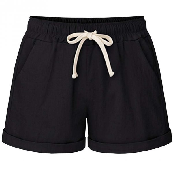 Black Women Elegant Shorts Refreshing Elastic Waist Shorts For Girls And Women