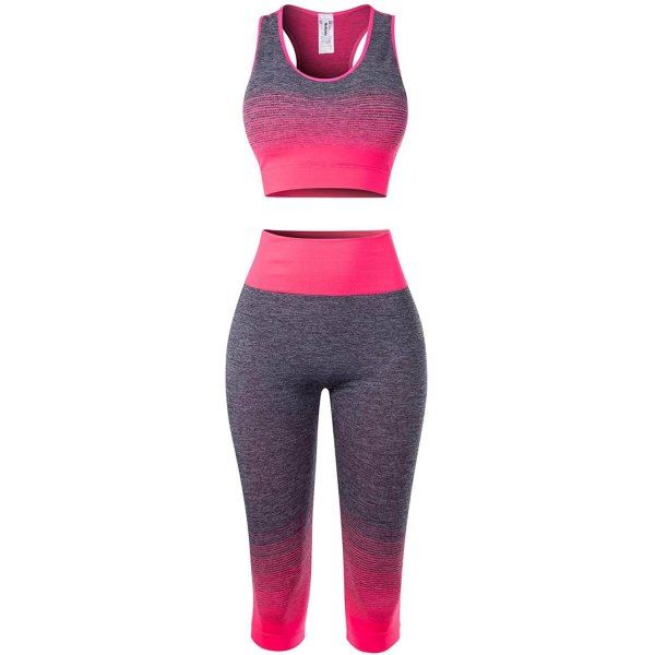 A Fuchsia Women's Fashion Yoga Clothes Set Casual Workout Activewear Sets