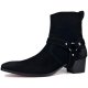 Black Suede Leather With Belt Men's Boots Style Breathable Walking Boots For Military Work