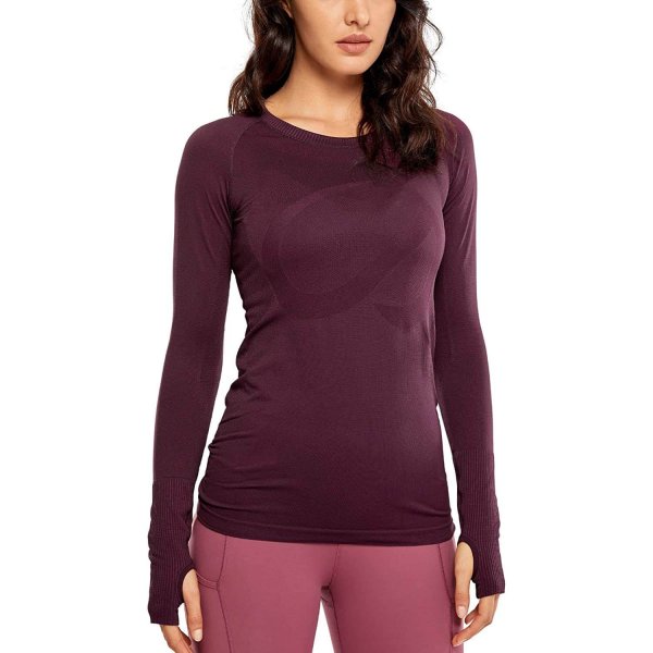 Dark Red-slim Fit Women's Casual Long Sleeve Activewear For Sport