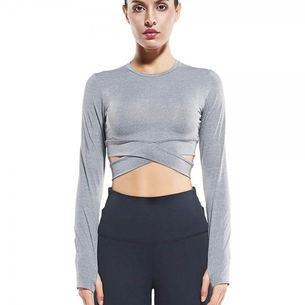 Grey(long Sleeve) Women's Fashion Long Sleeve Top Lightweight