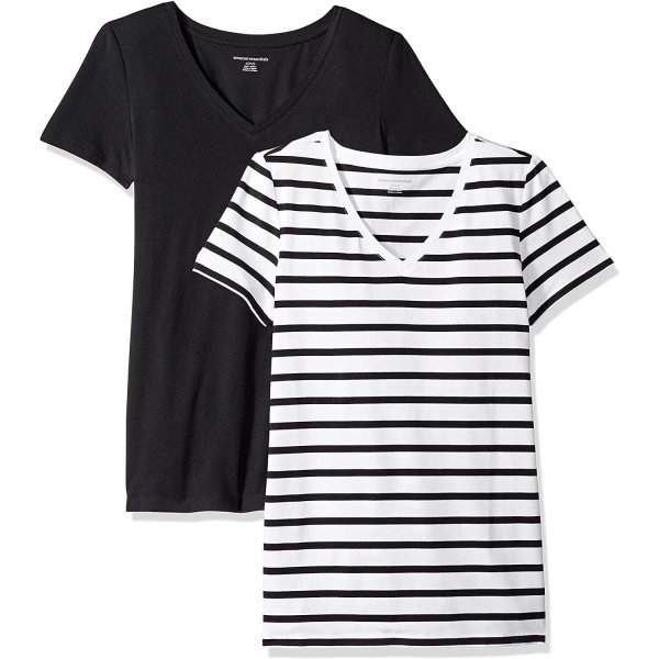 White Mariner Stripe/Black Women Fashion Short Sleeve Top Sexy