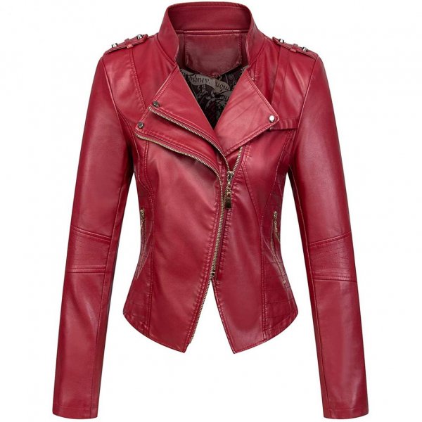 Dark Red Female Casual Jackets Coats Fashion