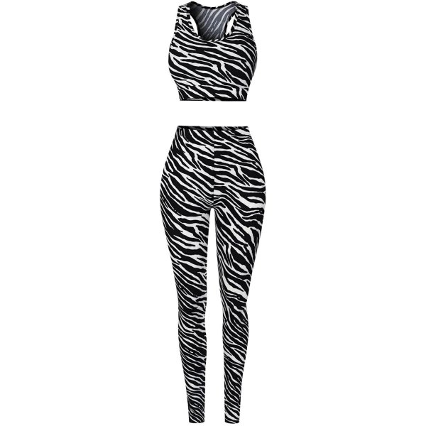B White Zebra Women Casual Yoga Suit Lightweight For Sport