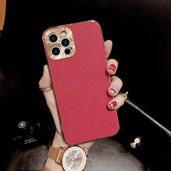 NEW！Caserano Luxury Metal Lens Protector Leather Case For iPhone