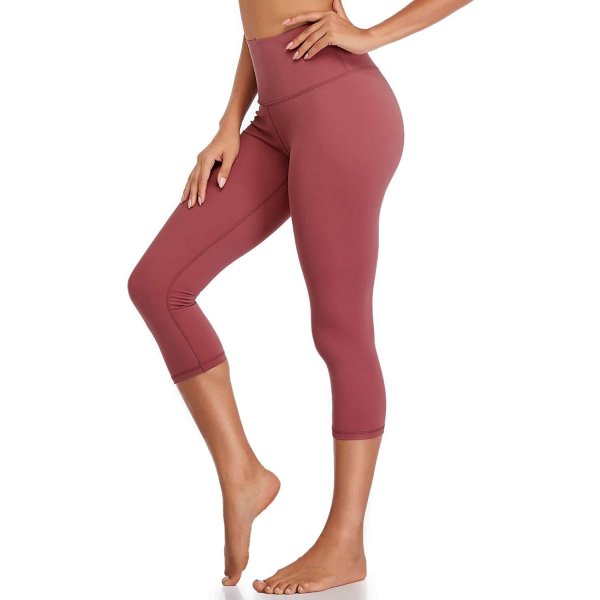 Pink-capris Women Casual Yoga Athletic Leggings Daily Exercise For Women